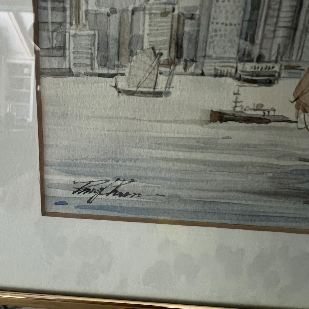 Beautiful framed watercolor painting original signed sailboats - Picture 4 of 10